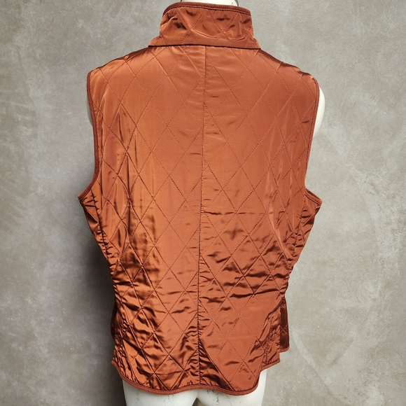 Talbots Flannel Lined Quilted Orange Vest Size Large - Picture 4 of 12